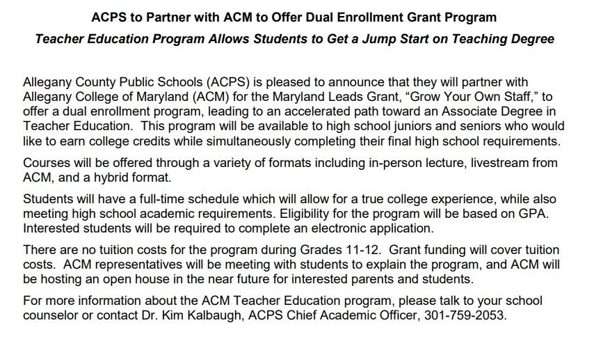  ACPS to Partner with ACM to Offer Dual Enrollment Grant Program